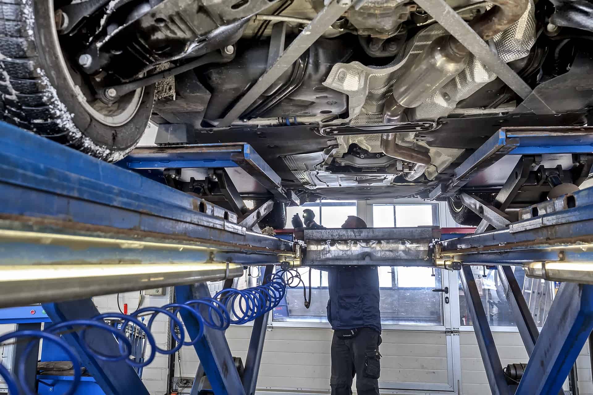automotive test car at workshop