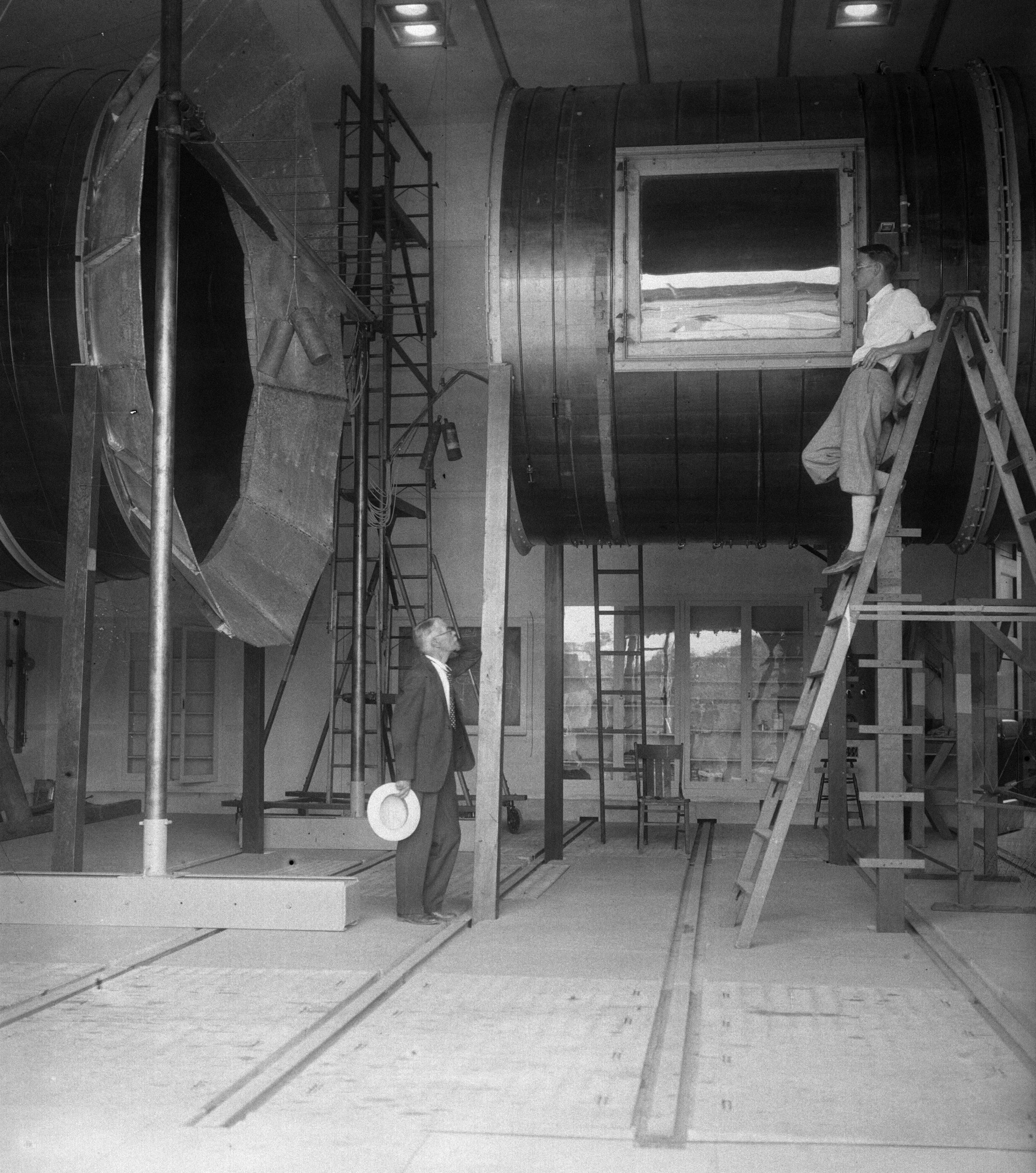 Clark_B._Millikan_at_Caltech_wind_tunnel Clark_B._Millikan_at_Caltech_wind_tunnel